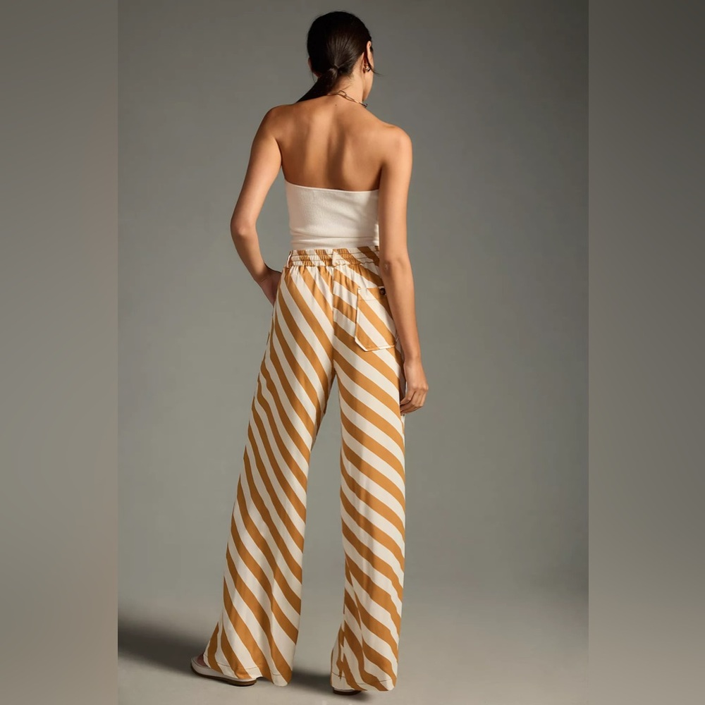 MAEVE by ANTHROPOLOGIE NWOT Straight Leg Pull On Silk Pants in Bronze - Picture 3 of 10